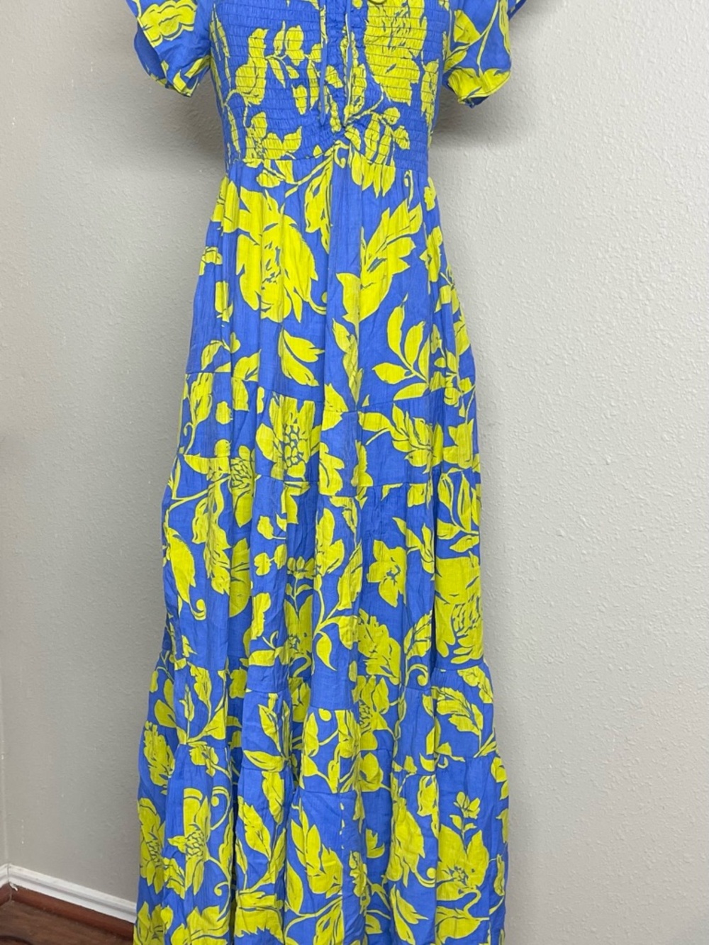Easel Blue & Yellow Floral Maxi Dress